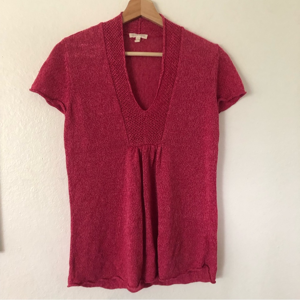 Eileen Fisher 100% Linen Knit Top in Pink Sz XS